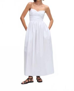 NEW MATTEAU gathered bodice dress in white